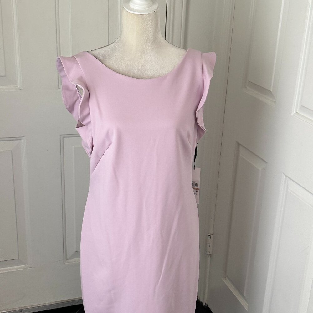 NWT Calvin Klein Light Pink Ruffle Sleeve Sheath Dress Size 12
